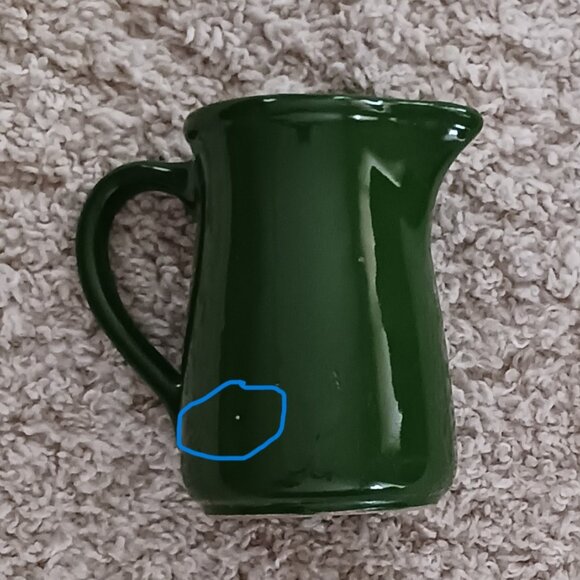 Vintage Dark Green Ceramic Pitcher : READ - Picture 7 of 7